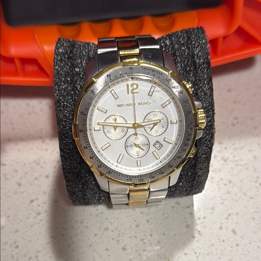 Michael Kors Silver and Gold Chronograph Watch
